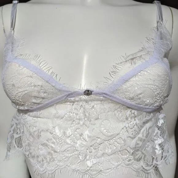 Night Escape White Eyelash Bra Set - Picture 5 of 6